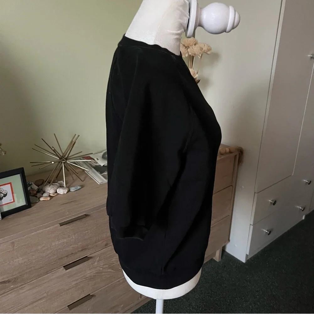 GAP Black 77% Cotton Short-Sleeve Basic Crewneck Pullover Sweatshirt Relaxed Fit
